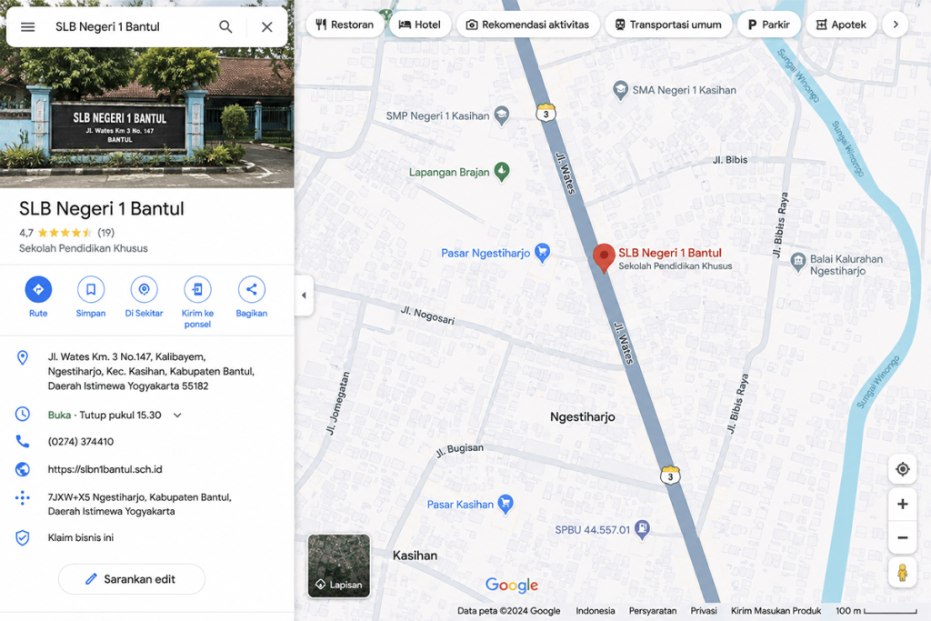 google Maps alamat SLB Negeri 1 Bantul